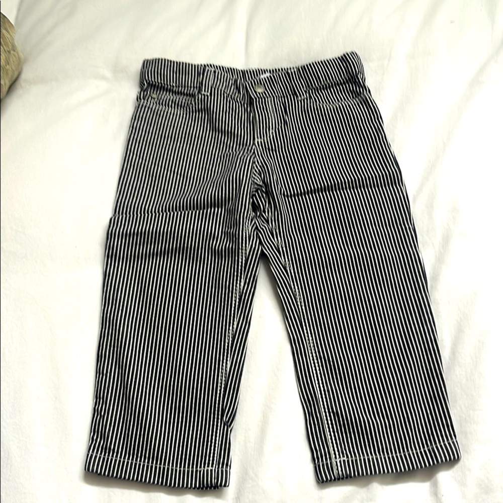 Petit bateau dark navy and white striped pants